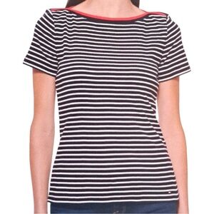 Tommy Hilfiger Black and White Striped Short Sleeve Tee